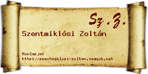 Szentmiklósi Zoltán névjegykártya
